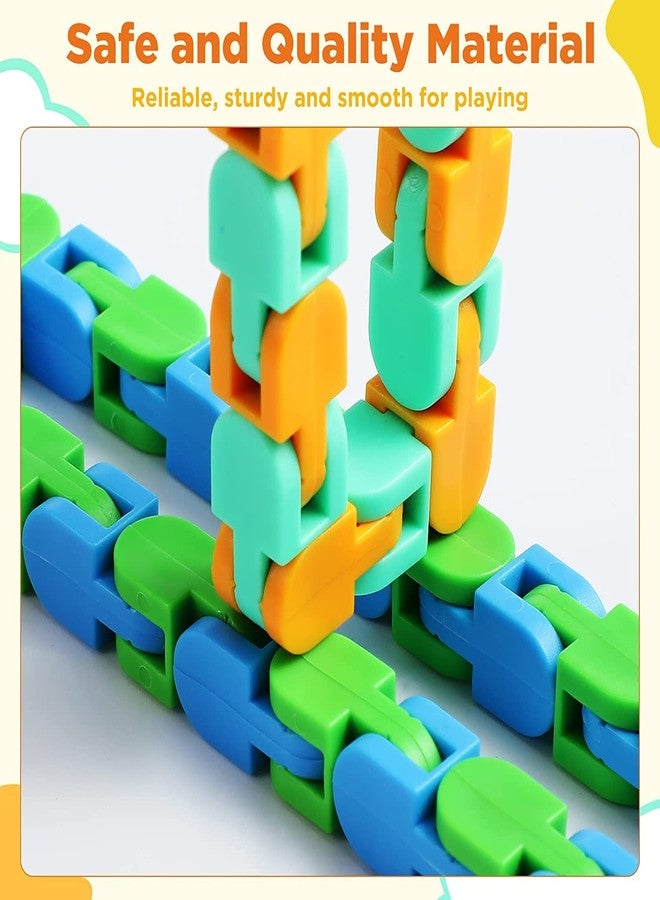 PULSBERY Toys 24 Links Wacky Tracks Sensory Fidget Toys Snap and Click Fidget Cube Puzzles Fidget Toys for Kids(Kids Building Block Toys)(Multicolor) (Pack of 6) - Image 2